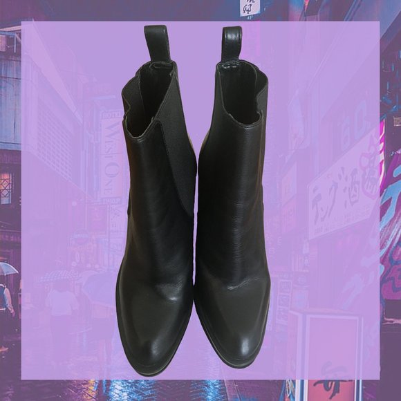 Aldo Black Pointed Leather Boot - Picture 2 of 4